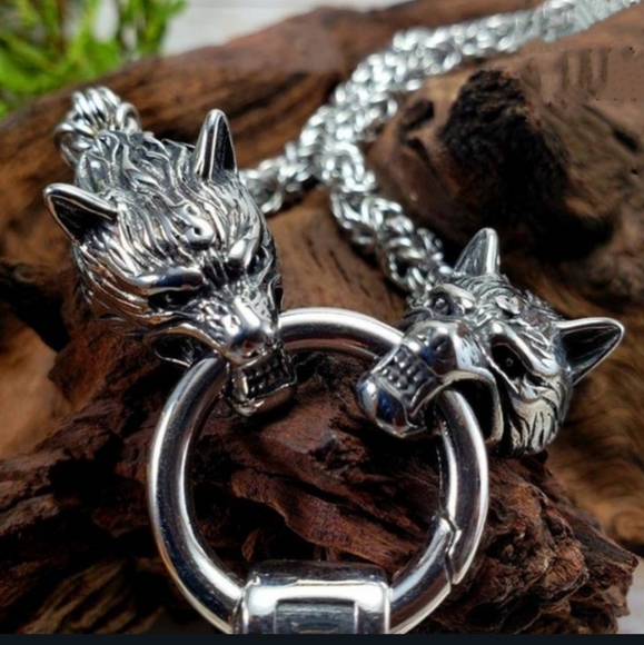 Wolf head Stainless Steel Pendant Flexible 24" Necklace Chain Unisex Gothic - Picture 5 of 15